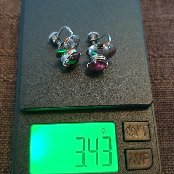 Vintage Bond Boyd Brown Rhinestone Sterling Silver Screw Back Earrings - Picture 11 of 11